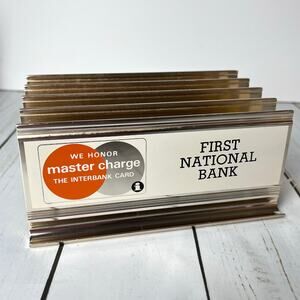 Vintage Master Charge Interbank Desk Organizer Letter Holder First National Bank
